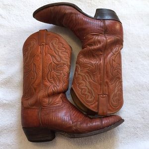 Justin Brown Tan Lizzard Cowboy Boots Men 10 1/2 B